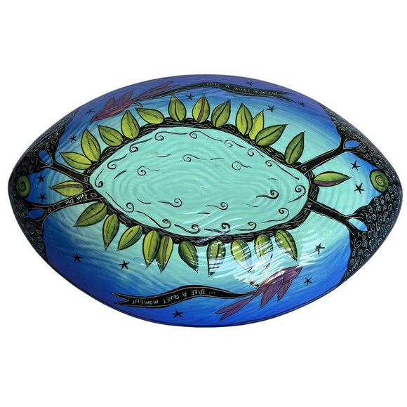 Terri Kern Vintage Handmade Moon Star Night Oval Serving Platter Bowl 14" Signed - Picture 9 of 16